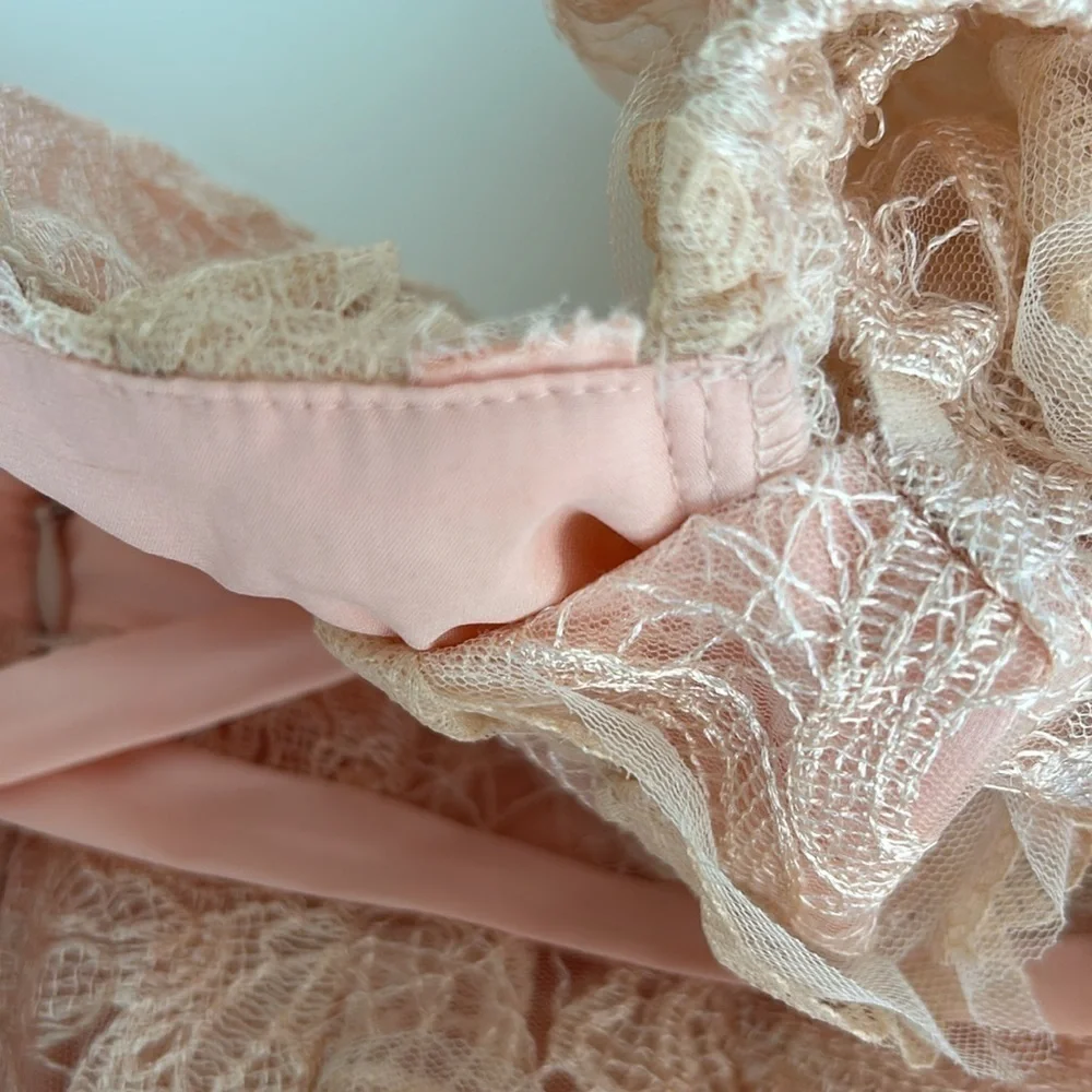 For Love & Lemons Meredith Embroidered Strappy Lace Puff Sleeve Mini Dress - Picture 12 of 15